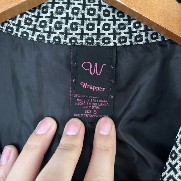 Wrapper Black White Blazer Jacket Office Formal X O Small - Picture 3 of 7